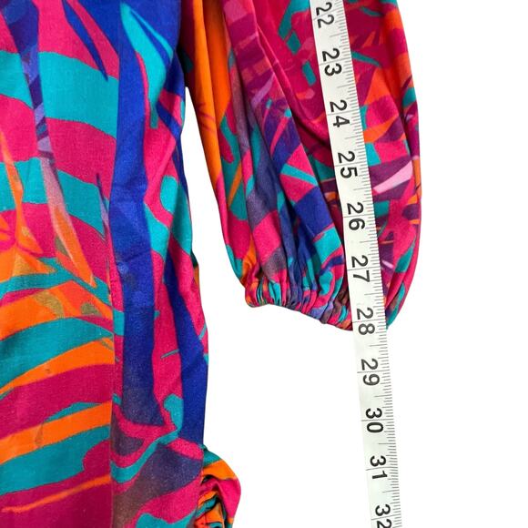 Cosel Draped Mini Dress Womens US 10 Pink Multicolor Tropical Retro Mod Colorful - Picture 12 of 14